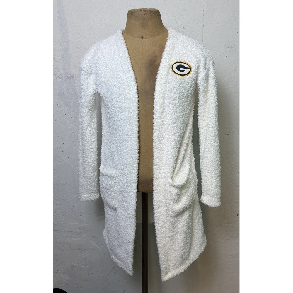 WEAR by ERIN ANDREWS NFL APPAREL Lounge Cardigan White Green Bay Packers Size M